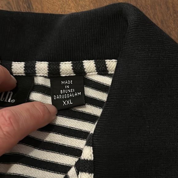 Vintage 90s Ashworth Mens Golf Polo Navy Blue, White Striped 100% Cotton XXL - Picture 4 of 9